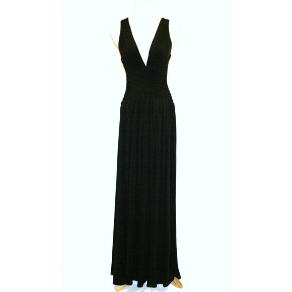 BCBG Maxazria Black Open Cross Back Floor Length Gown Small - Picture 5 of 12